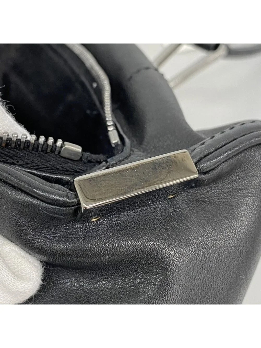 Chanel Handbag Choco Bar Lambskin Black Silver